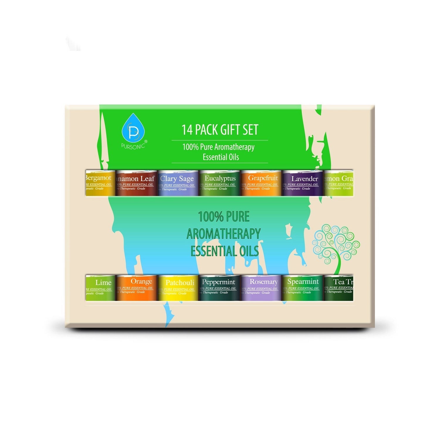 Pursonic 14 pack of 100% Pure Essential Aromatherapy Oils