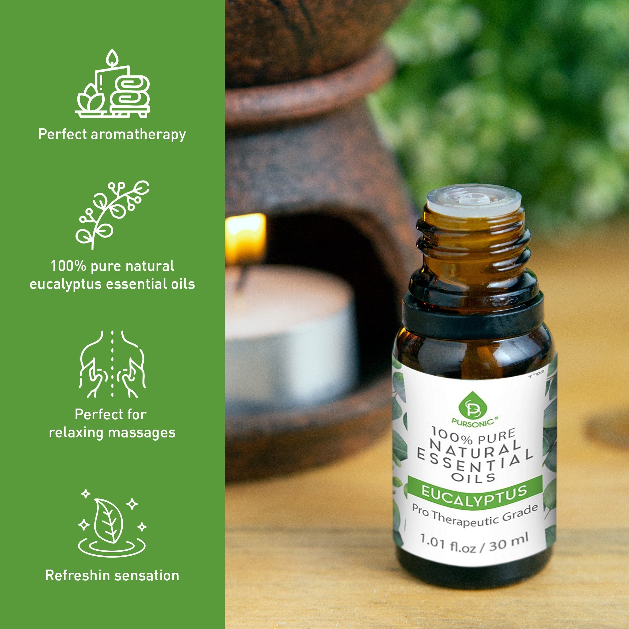 Pursonic 100% Pure & Natural Eucalyptus Essential Oils