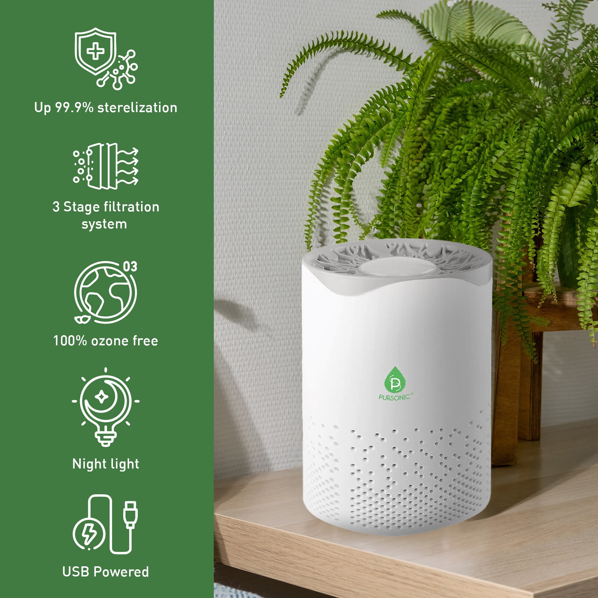 Pursonic USB Powered True HEPA Air Purifier