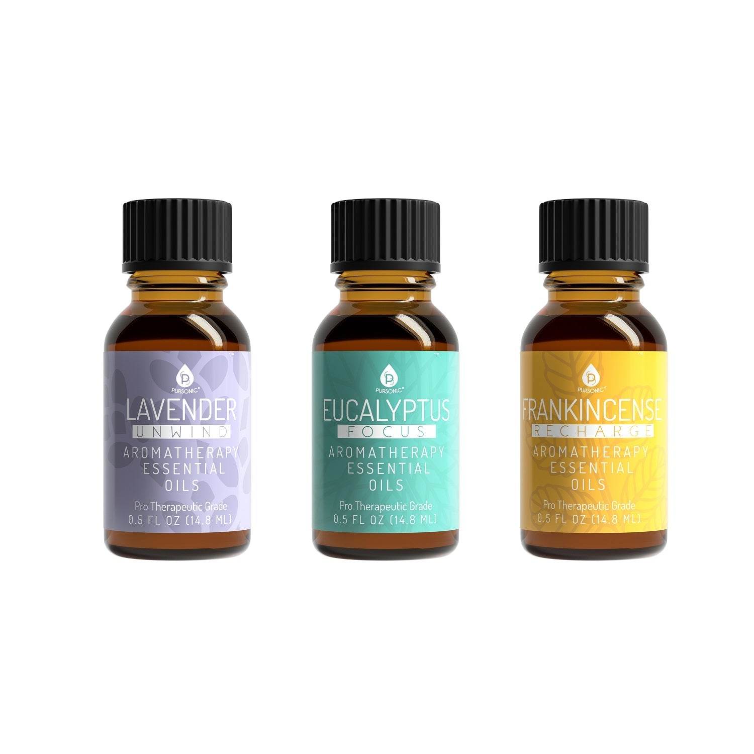 Pursonic 3 Pack Aromatherapy Essential oils (Lavender, Eucalyptus, Frankincense)