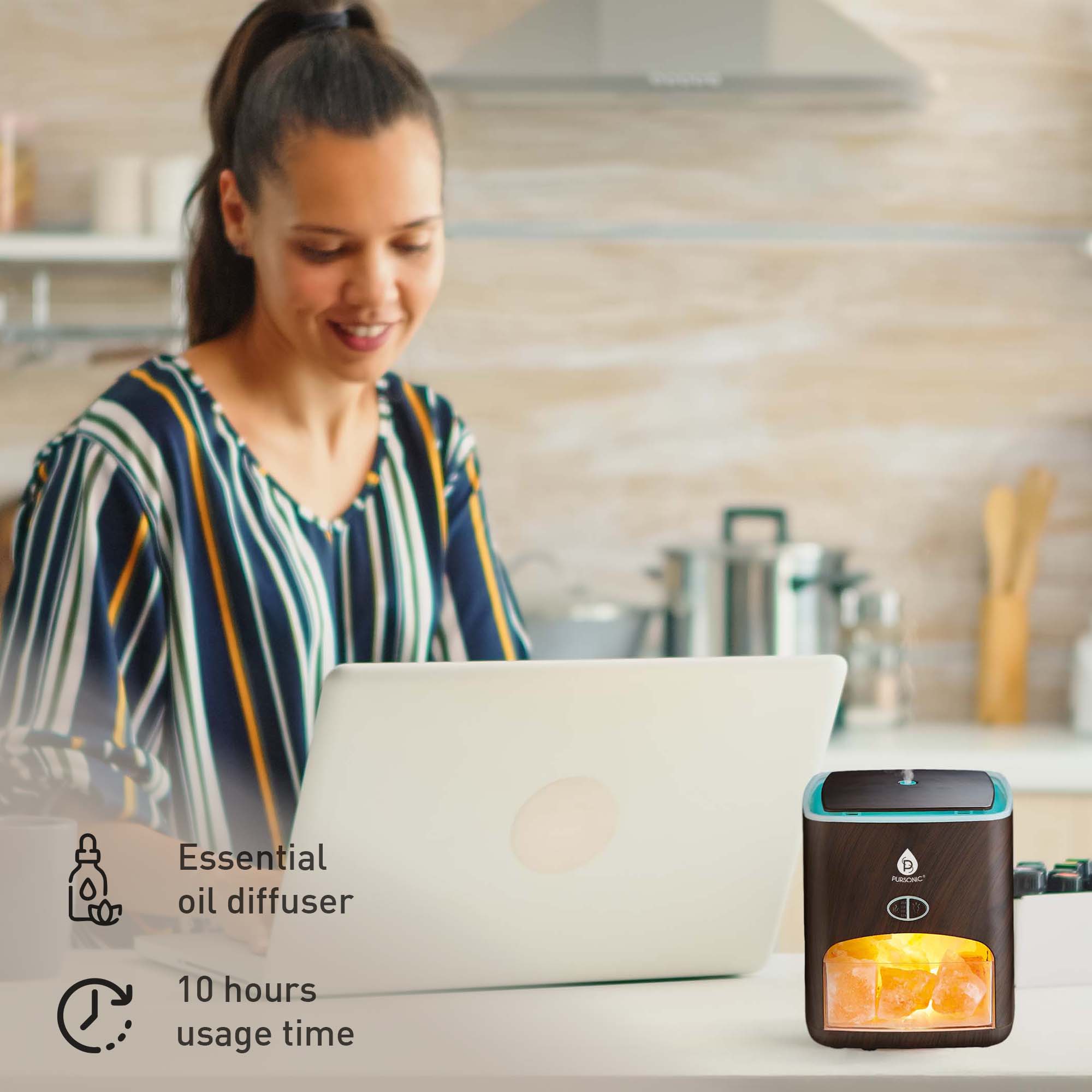 Pursonic 3-in-1 Salt Diffuser & 6 Pack Essential Oil Set